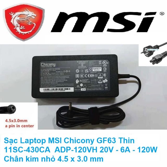 Delta 20V 6A 120W Power Adapter For MSI GF63 Thin 11SC-430CA (ADP-120VH D)